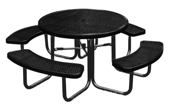 46 Round Expanded Metal Picnic Table, Round Commercial Picnic Tables