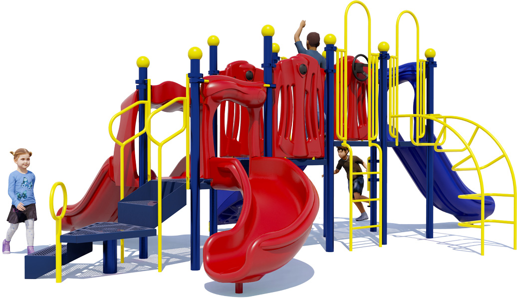 Playtastic Commercial Playground Equipment | Primary Colors | Rear View