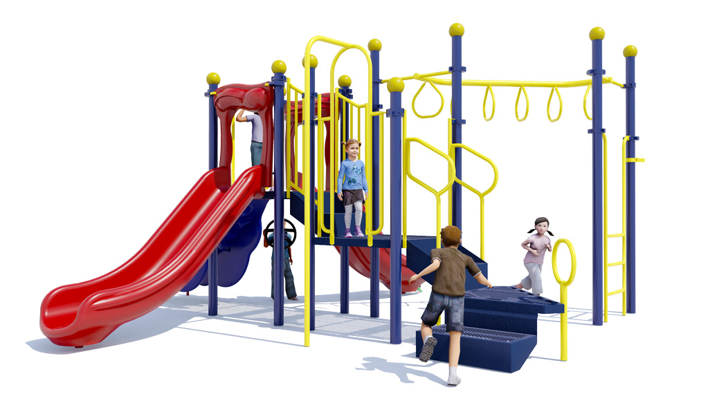Curiosity Corner Play Structure | Primary Colors | Back View