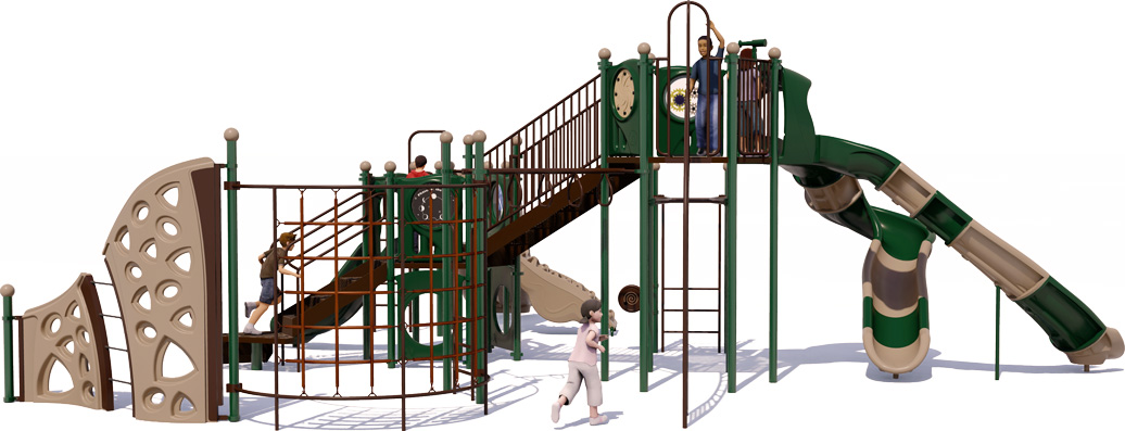 Spartan Play Structure - Natural Colors - Rear View | All People Can Play