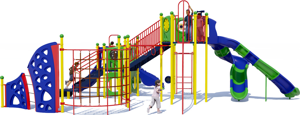 Spartan Play Structure - Playful Colors - Rear View | All People Can Play