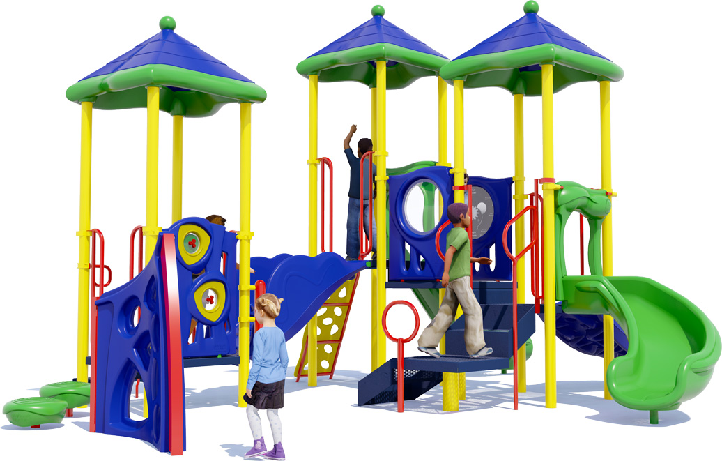 Triple Thrill Daycare Playground | Playful Colors | Rear View