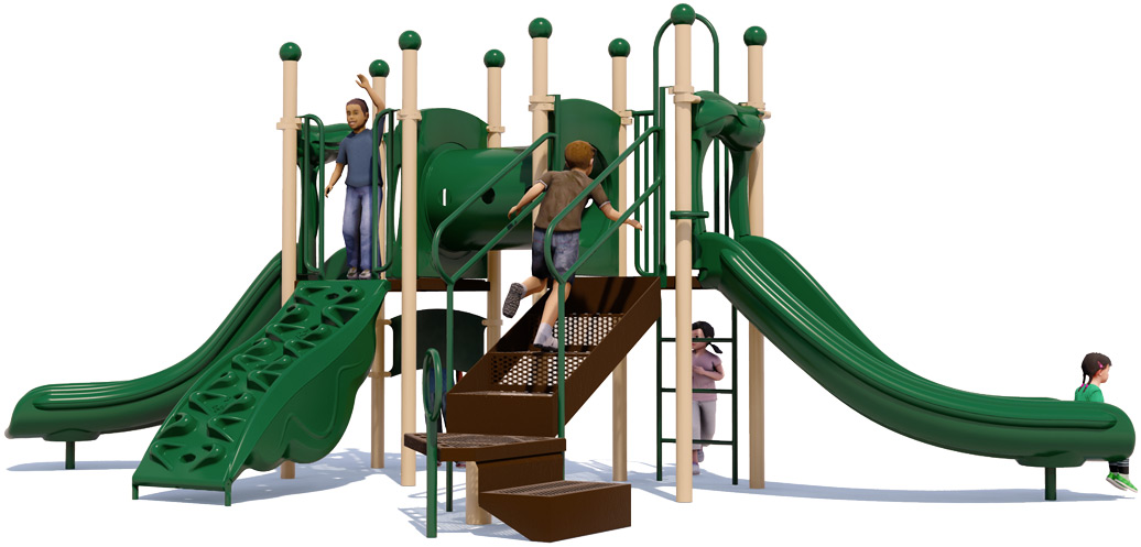 Laguna Play Structure - Rear View - Natural Colors 