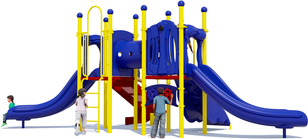 Laguna Play Structure - Front View - Primary Colors 