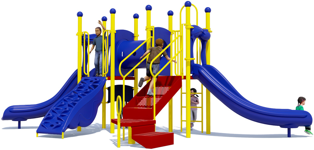 Laguna Play Structure - Rear View - Primary Colors 