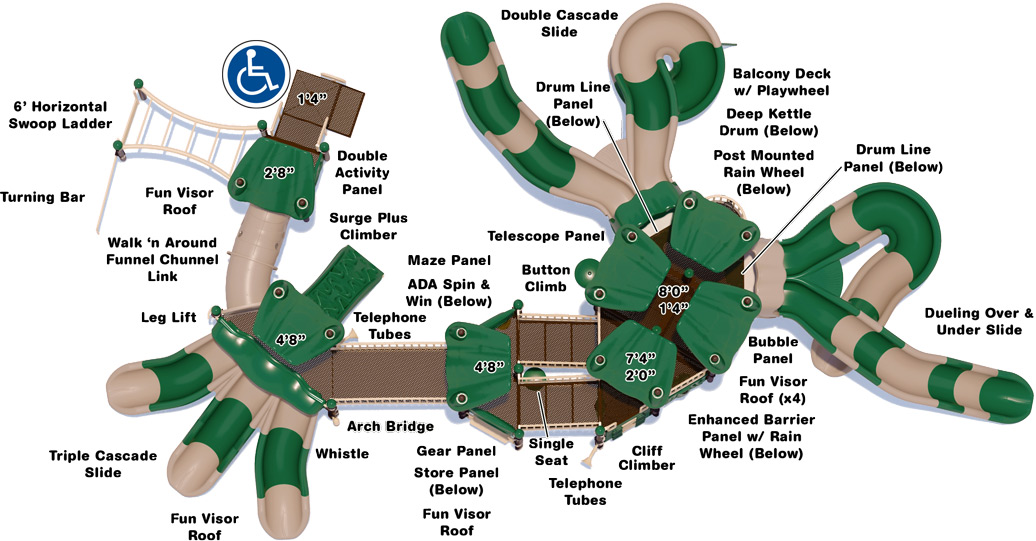 Maximus Play Structure - Natural Colors - Top View