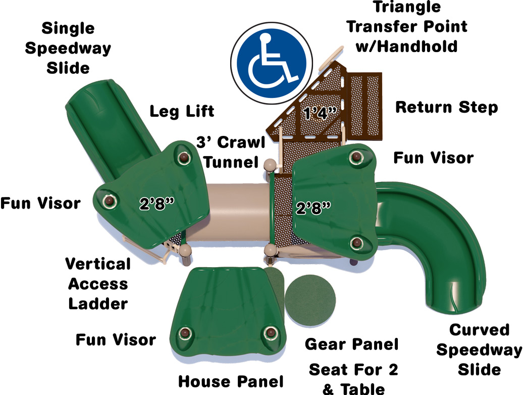 Kudos Commercial Play Structure - Top View - Natural Color Scheme