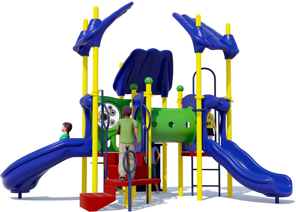 Kudos Commercial Play Structure - Front View - Playful Color Scheme