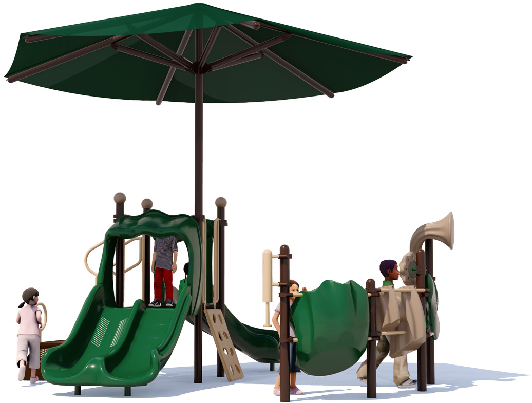 Music City Play Structure - Natural Colors - Front View | All People Can Play