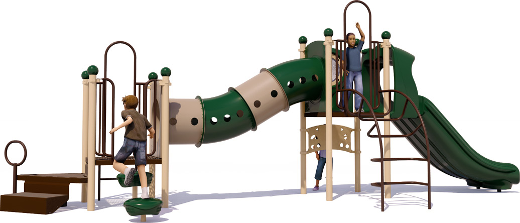 Cheerful Channel Play Structure | Natural Color Scheme | Rear View
