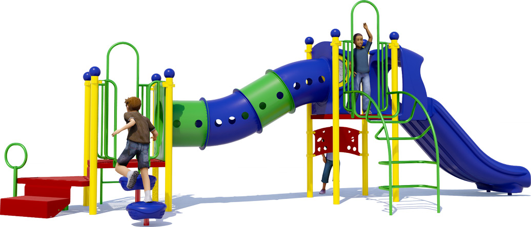 Cheerful Channel Play Structure | Playful Color Scheme | Rear View