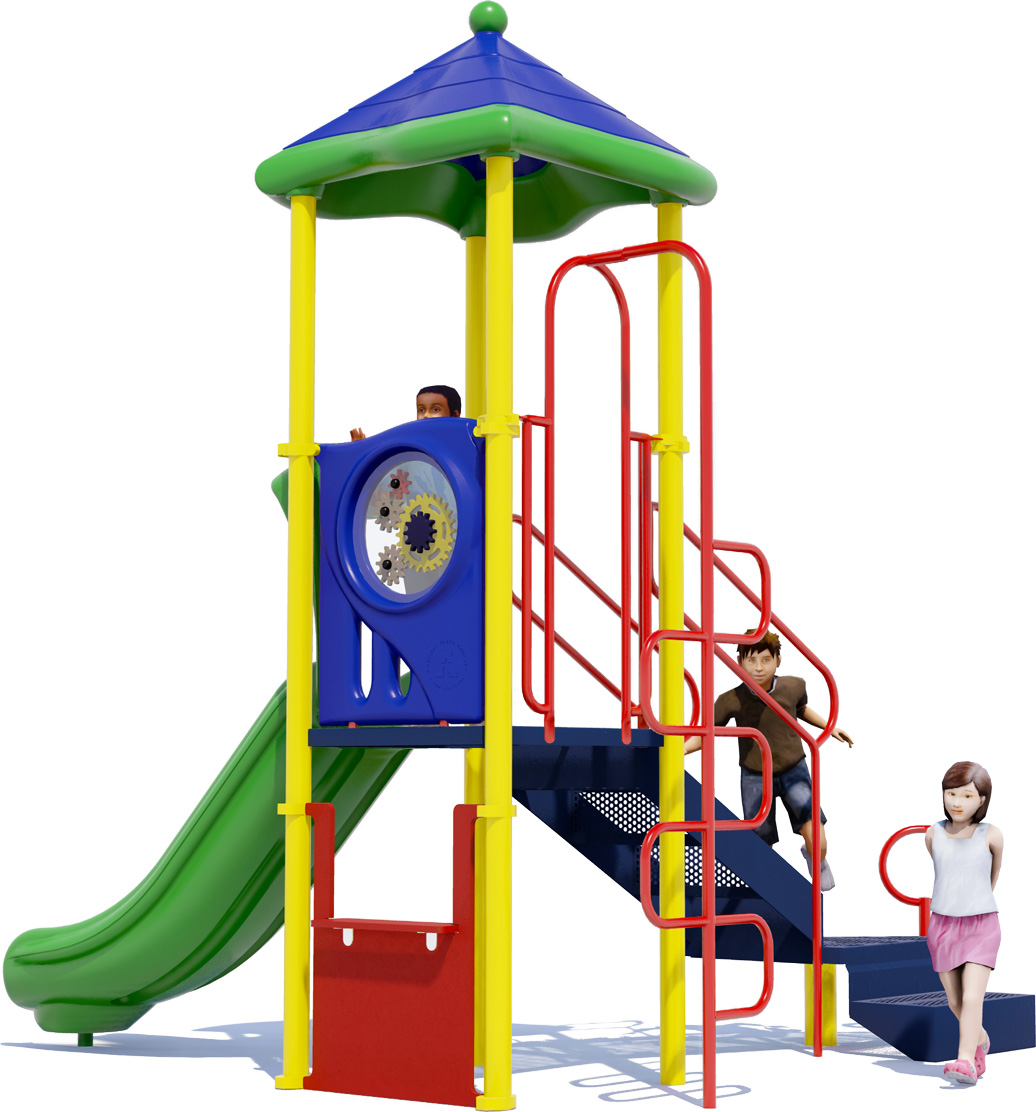 Apple Jack Play Structure - Rear View - Playful Colors