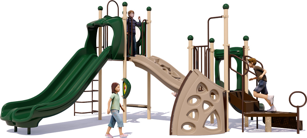 Space Cadet Play Structure - Front View - Natural Colors | All People Can Play