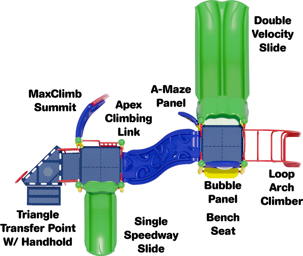 Space Cadet Play Structure - Top View - Playful Colors | All People Can Play