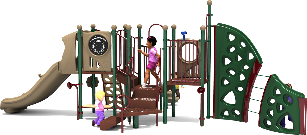 Roundup Ridge Play Structure - Natural Colors - Rear View