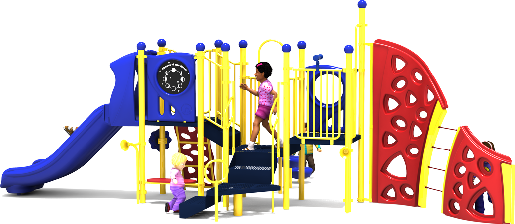 Roundup Ridge Play Structure - Primary Colors - Rear View