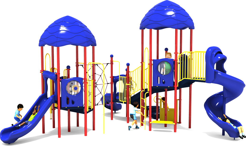 Cake Walk Play Structure - Primary Colors - Rear View
