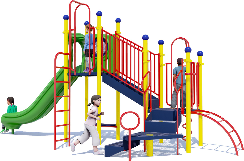 Fun Fiesta Play Structure | Playful Colors | Rear View