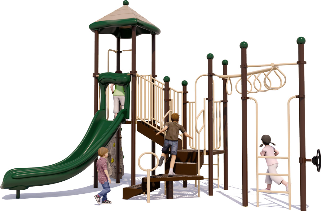 Guppy Gully Play Structure - Front View - Natural Color Scheme