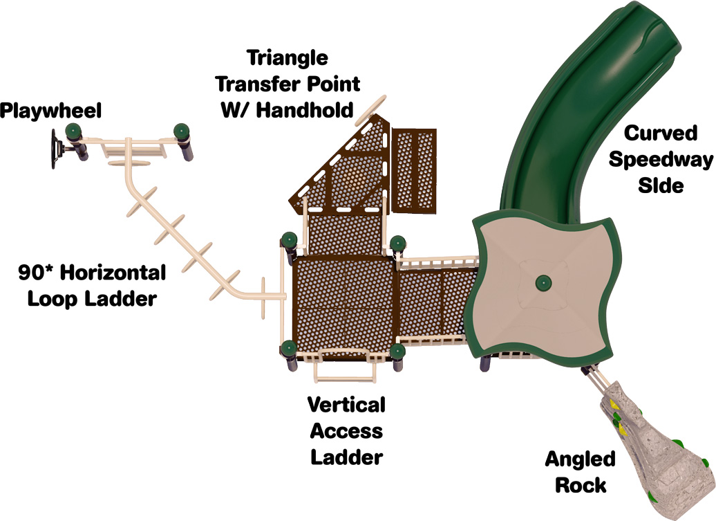 Guppy Gully Play Structure - Top View - Natural Color Scheme