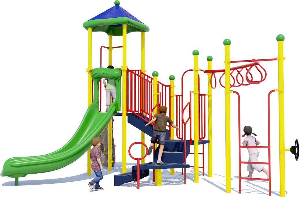 Guppy Gully Play Structure - Front View - Playful Color Scheme