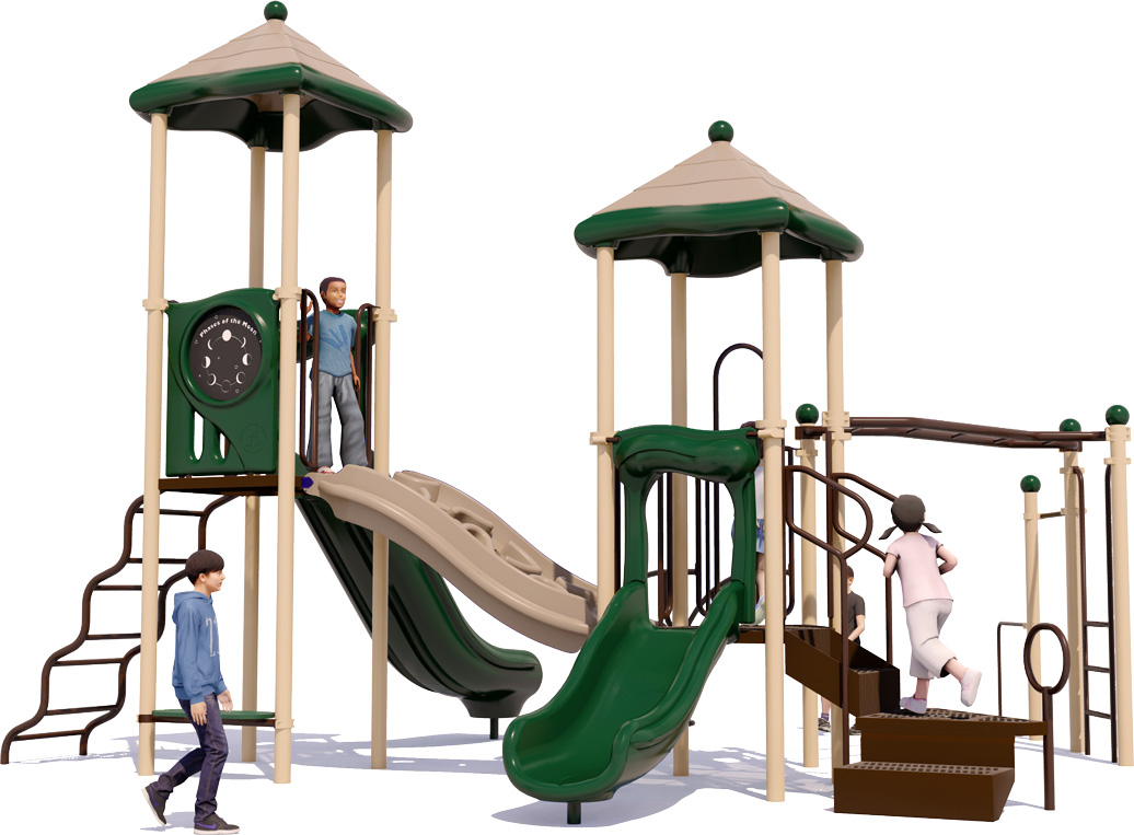 Shoofly Shores Playground Equipment - Rear View - Natural Color Scheme