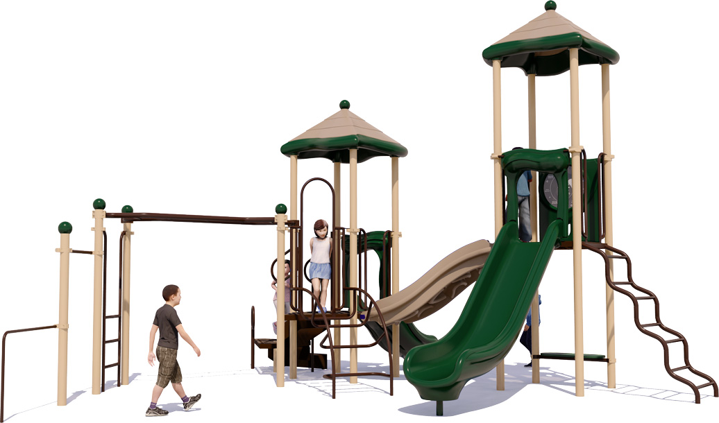 Shoofly Shores Playground Equipment - Front View - Natural Color Scheme