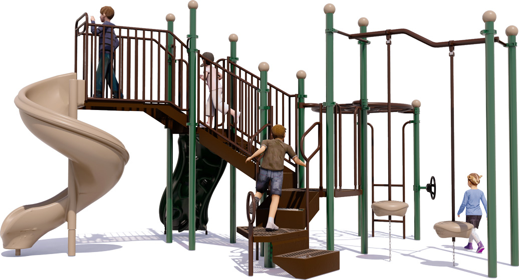 Mighty Maze Play Structure - Natural Colors - Rear View