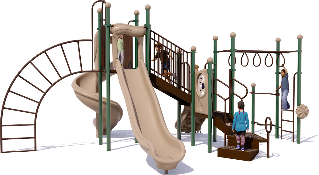 Graceland Play Structure - Rear View - Natural Colors | All People Can Play