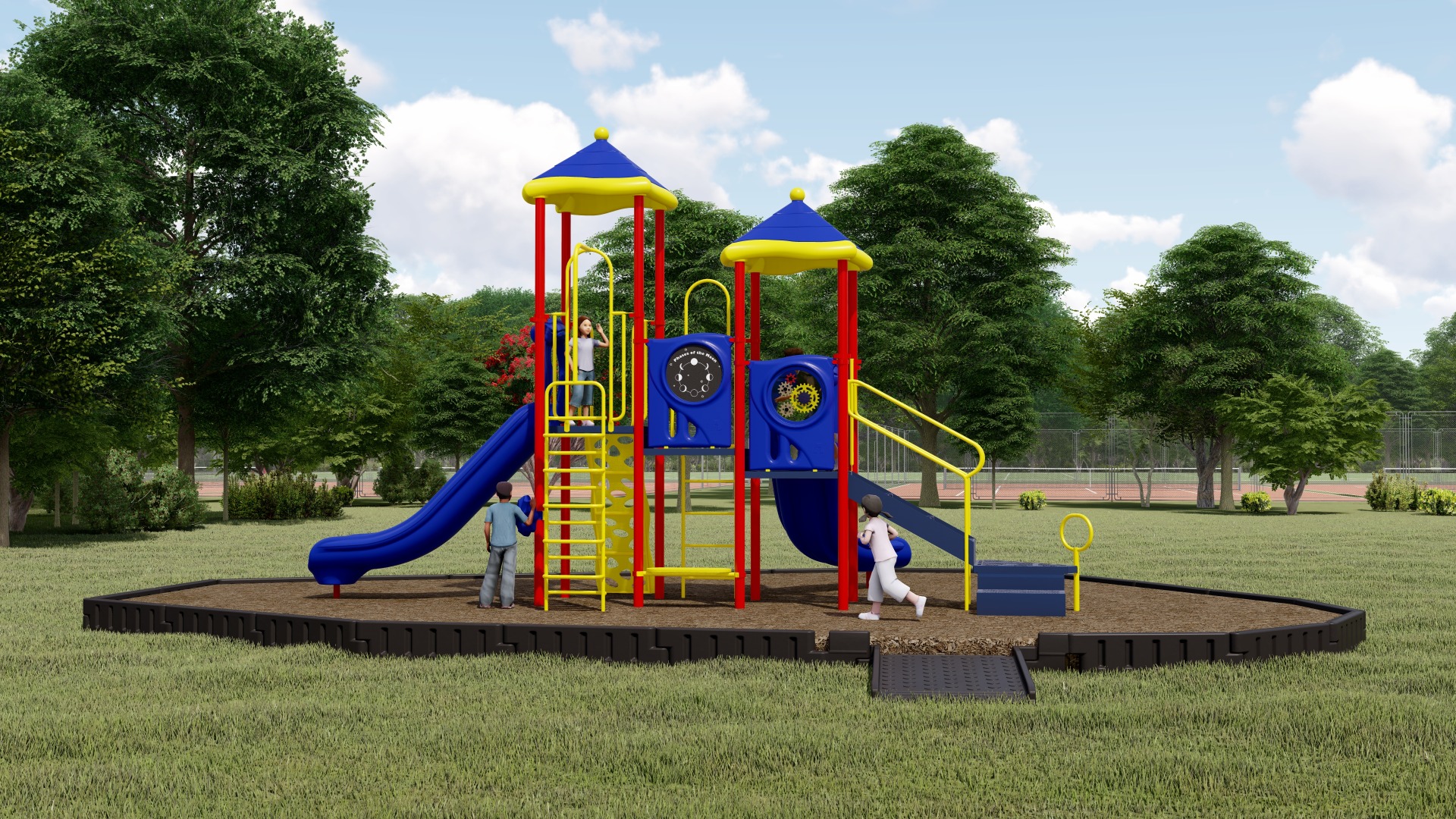 Head of the Class Bundled Playground | Engineered Wood Fiber | Rear View
