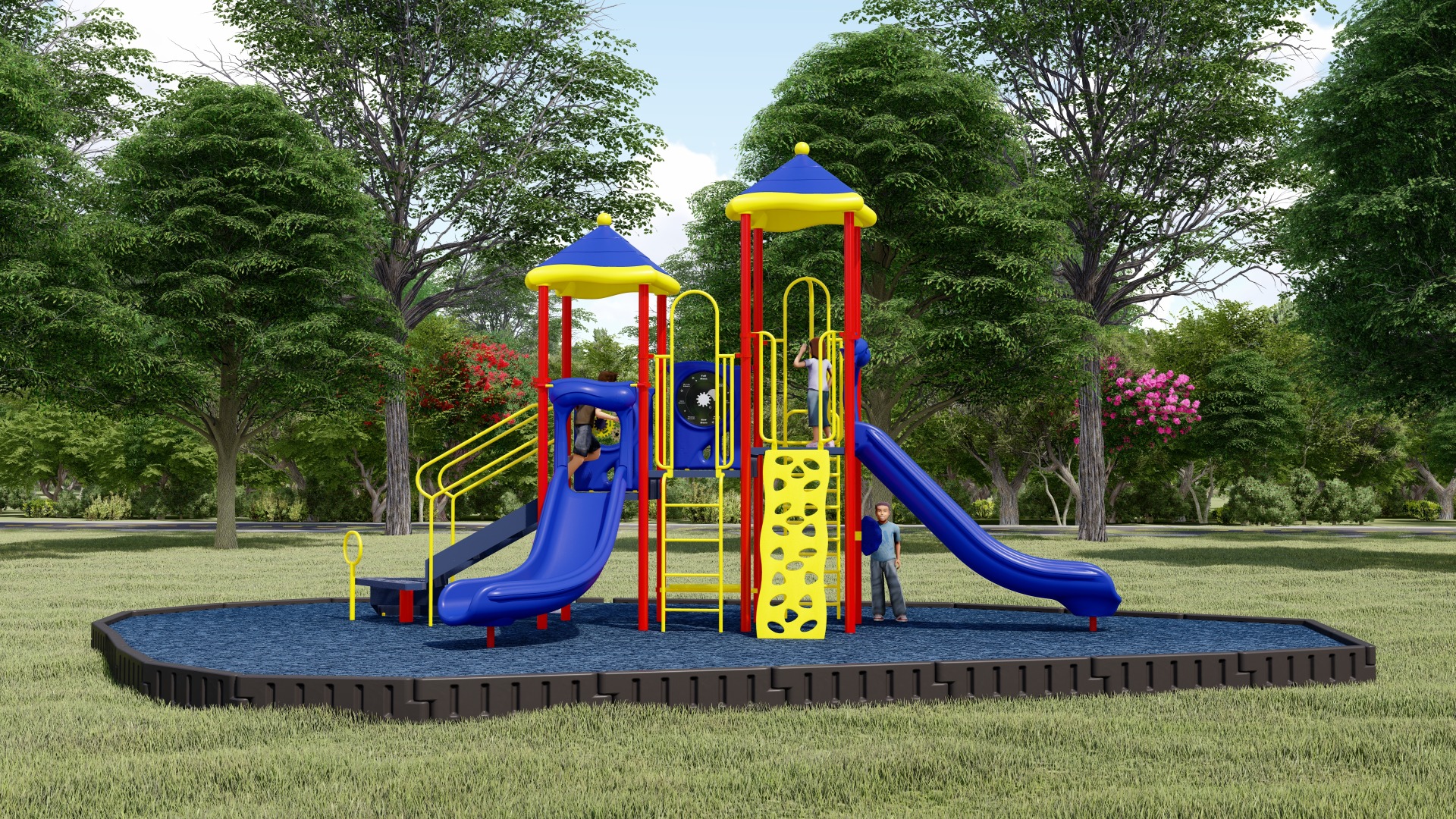 Head of the Class Bundled Playground | Rubber Mulch | Front View