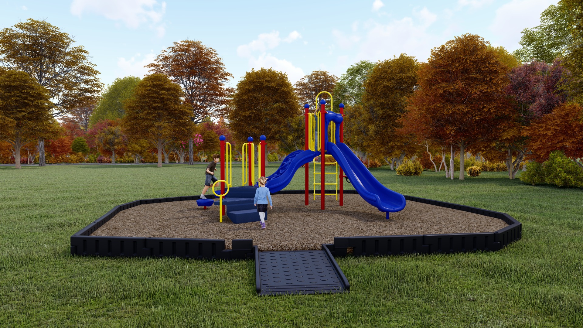 Jiffy Jam Playground Bundle | Engineered Wood Fiber | Front View