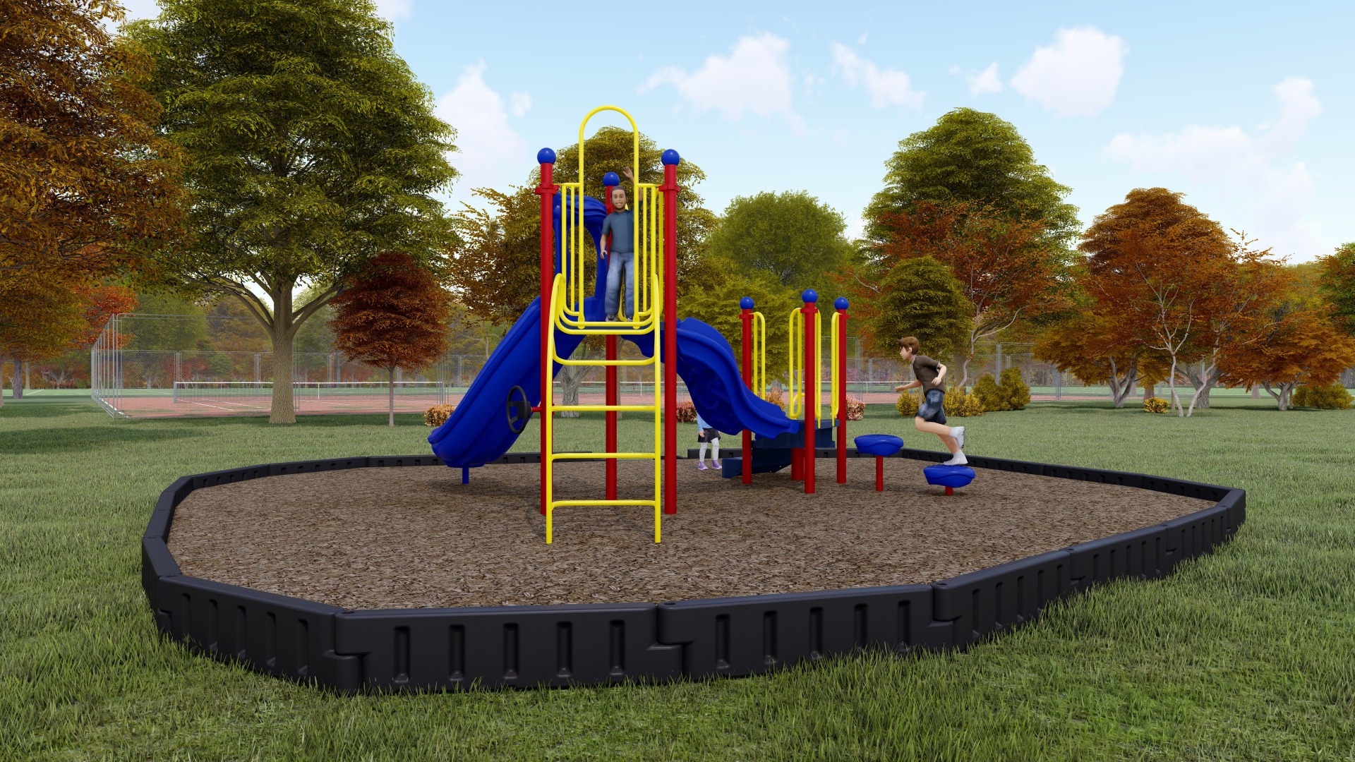 Jiffy Jam Playground Bundle | Engineered Wood Fiber | Back View