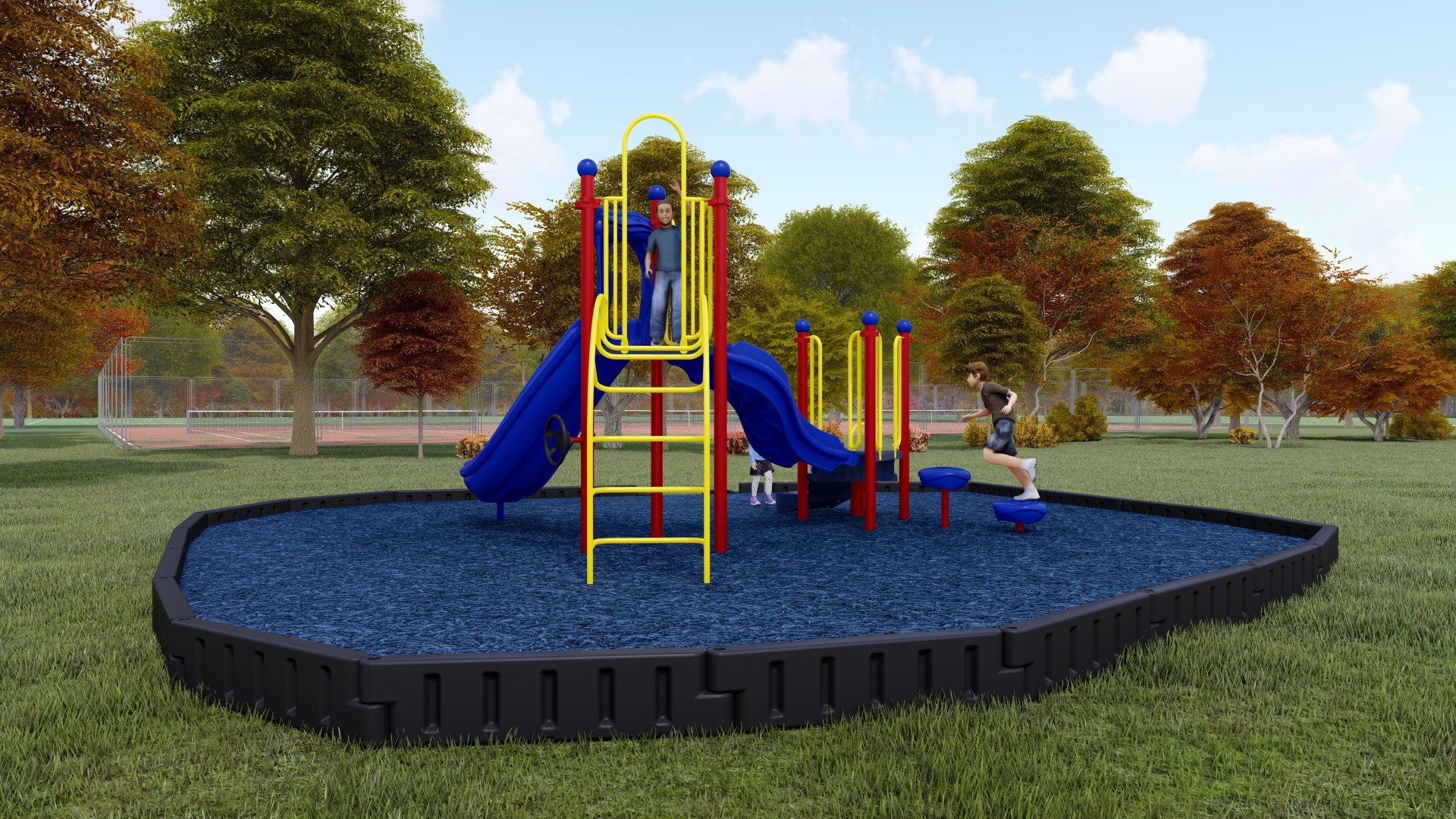 Jiffy Jam Playground Bundle | Rubber Mulch | Back View