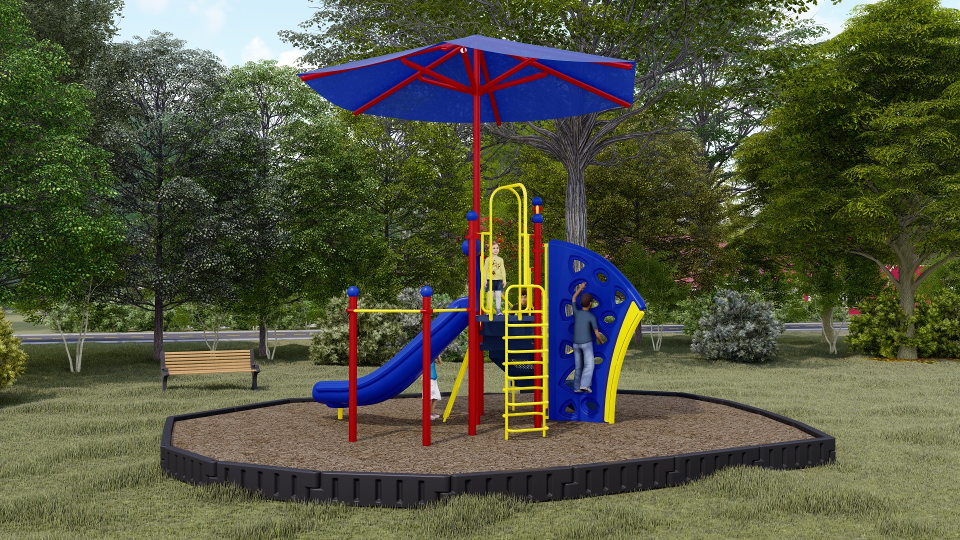 Kool & the Gang Bundled Playground | Engineered Wood Fiber | Front View