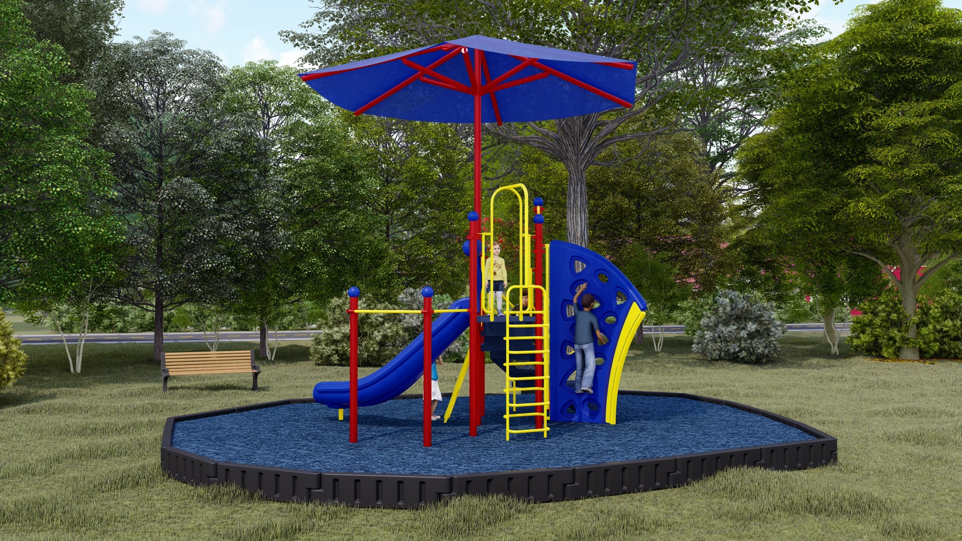 Kool & the Gang Bundled Playground | Rubber Mulch | Front View