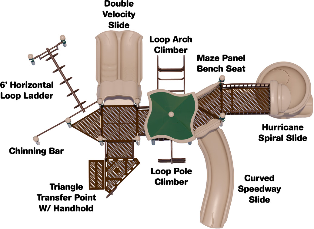 School Zone Play Structure | Natural Colors | Top View