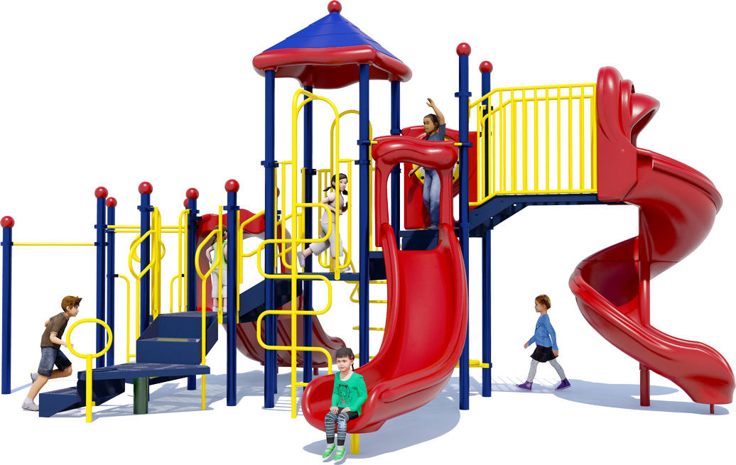 School Zone Play Structure | Primary Colors | Rear View