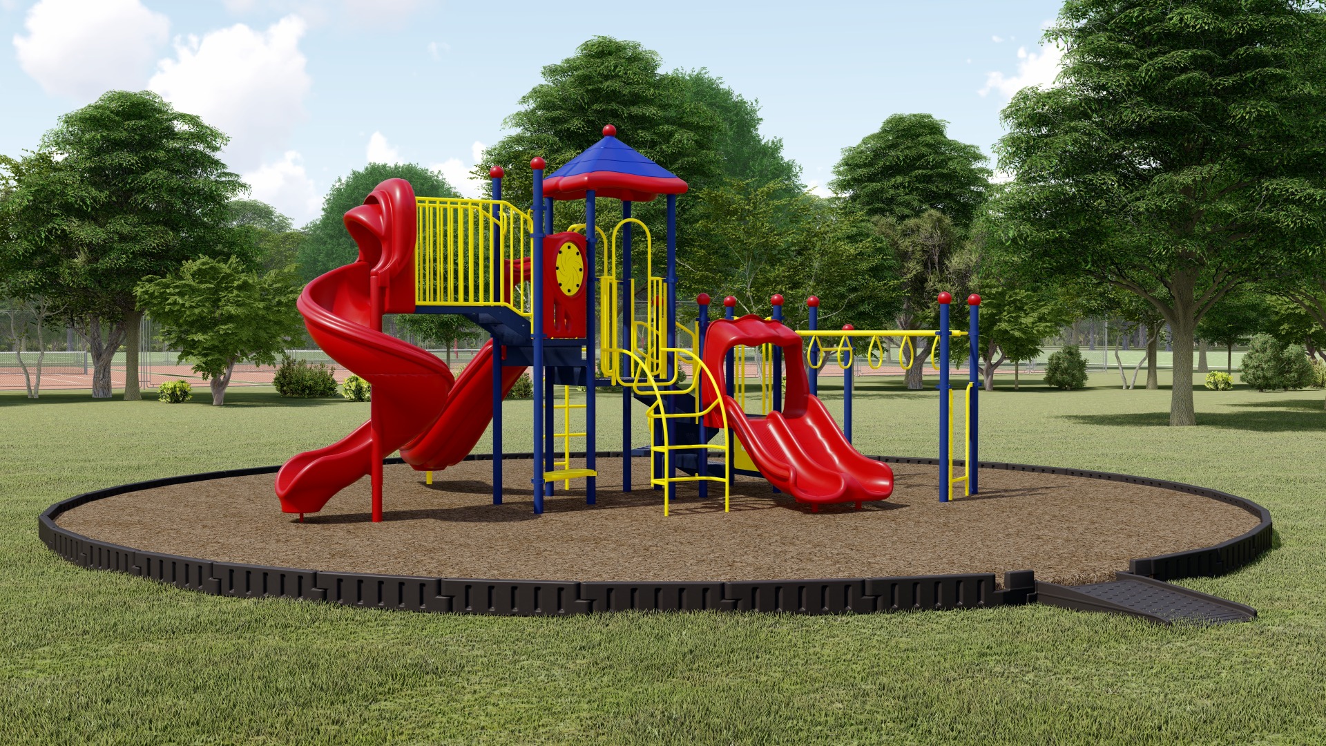 School Zone Playground Bundle | Engineered Wood Fiber | Front View