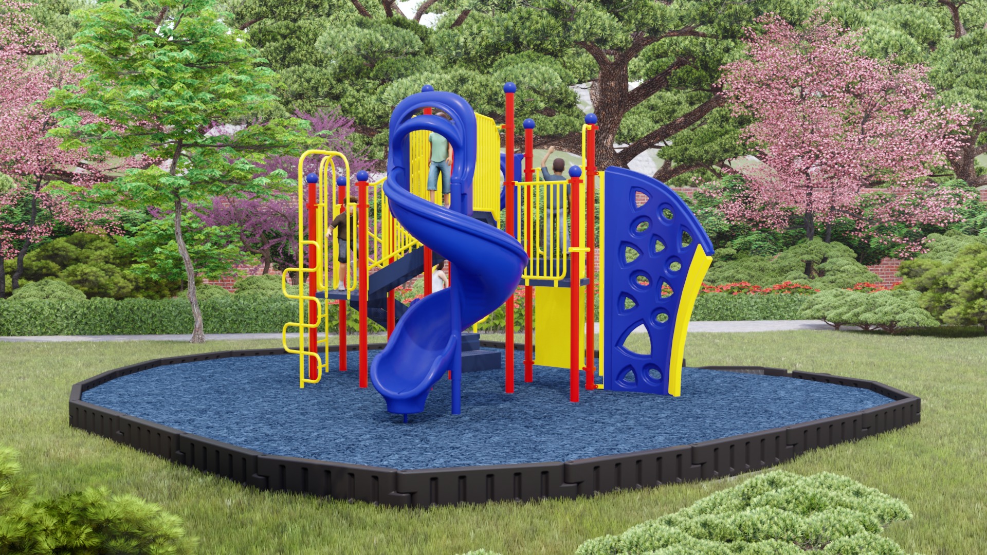 Celestial Castle Bundled Playground | Rubber Mulch | Front View