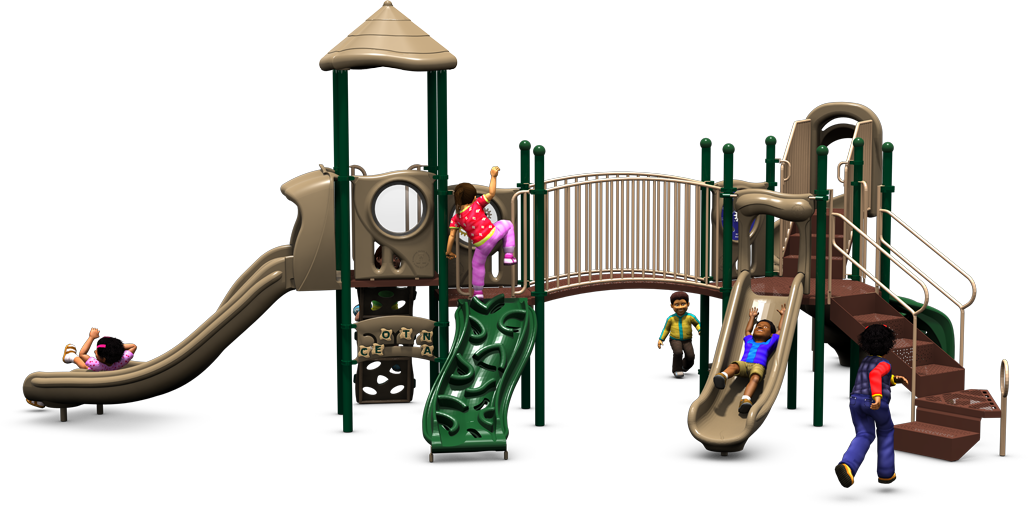 London Bridge Commercial Playground | Rear View | Natural Color Scheme