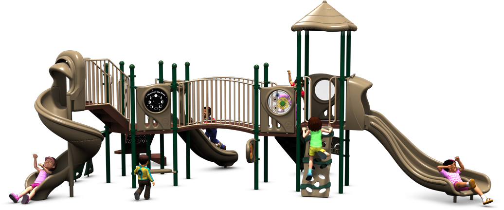 London Bridge Commercial Playground | Front View | Natural Color Scheme