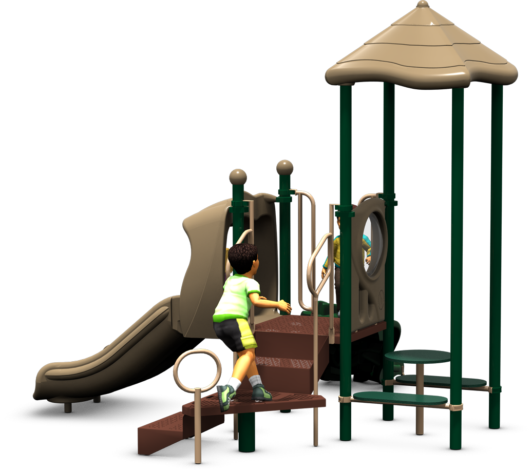 Up and Over Playground Equipment | Natural Colors | Back View