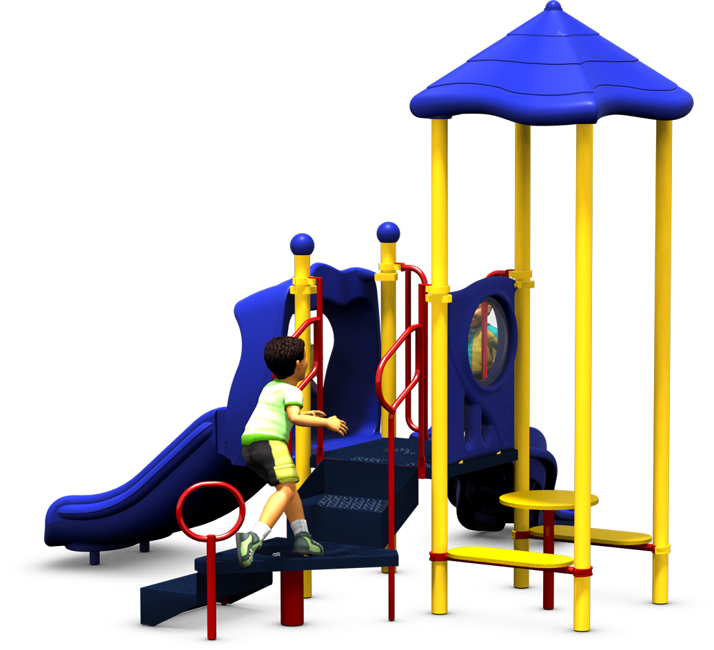 Up and Over Playground Equipment | Primary Colors | Back View