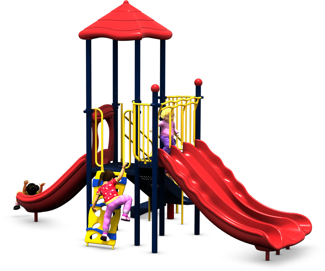 Triple Time Commercial Play Structure - Playful Colors - Front View