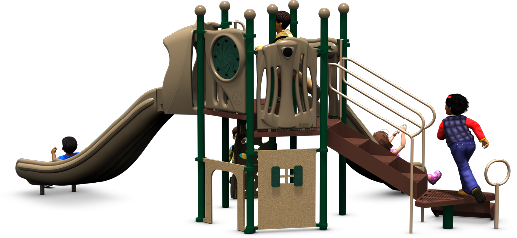 Fiddlestix Commercial Play Structure - Rear View - Natural Color Scheme