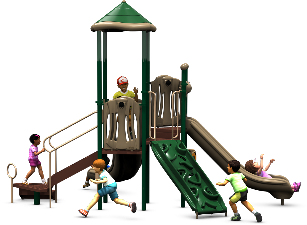 Tallville Commercial Playground | Natural Colors | Rear View
