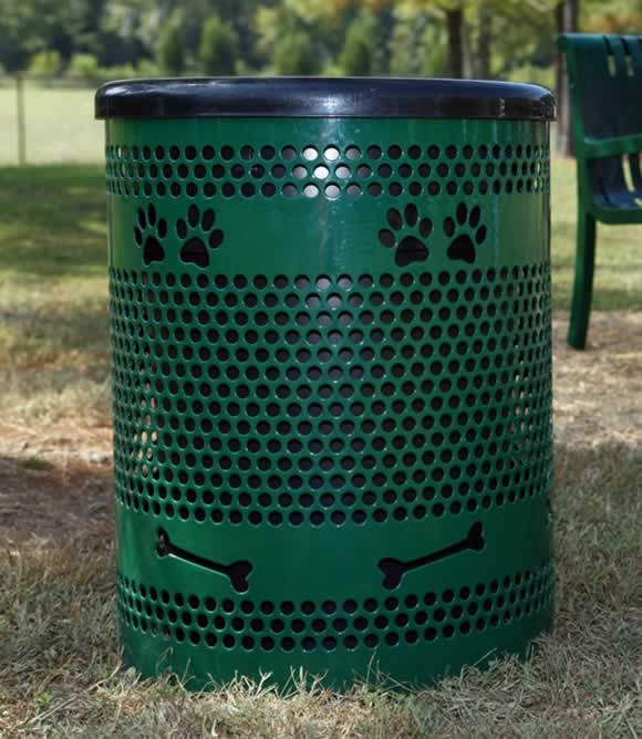 Trash Receptacle w/ Lid & Liner - Dog Park Equipment - All People Can Play,Trash Receptacle w/ Lid & Liner - Dog Park Equipment - All People Can Play