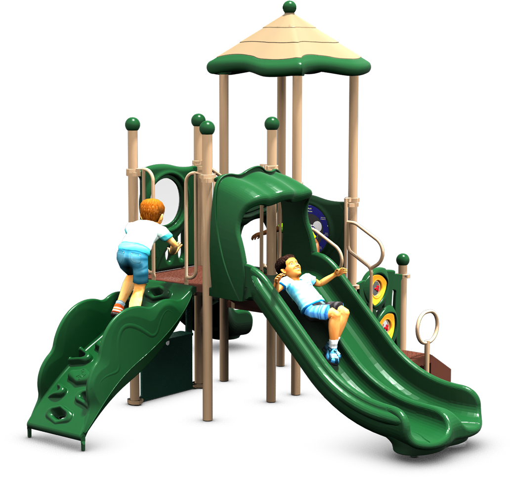 Tahiti Terrace Playground Equipment - Front View - Natural Colors