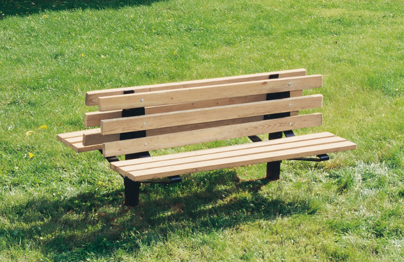 Bollard Style Double Sided Wood Bench - Site Furnishings - All People Can Play